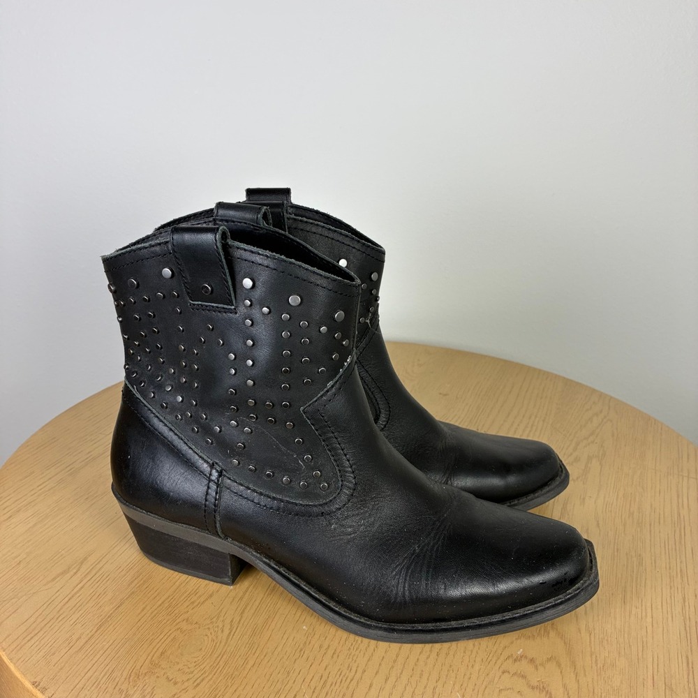 Dingo Leather Studded Western Ankle Boots Square Toe Women's 10 Cowboy Boho